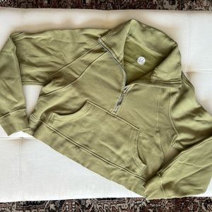 Lululemon 🍋 Washed Green Scuba Oversized Funnel-Neck Half Zip